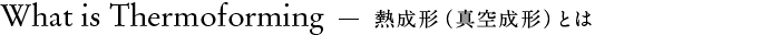 What is Thermoforming - 熱成形（真空成形）とは